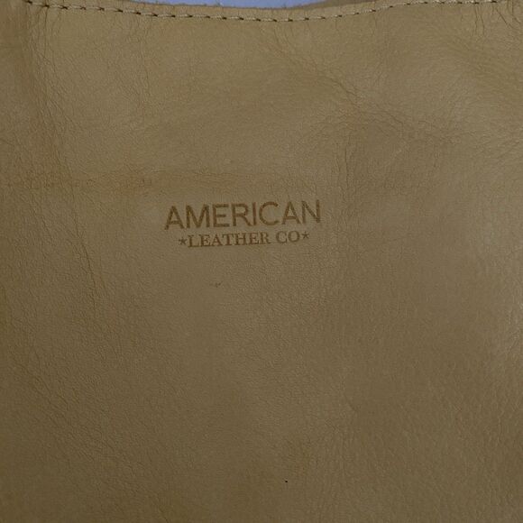 American Leather Co Butter Yellow Purse Handbag Two Strap Multiple Pockets Zip - Picture 13 of 13